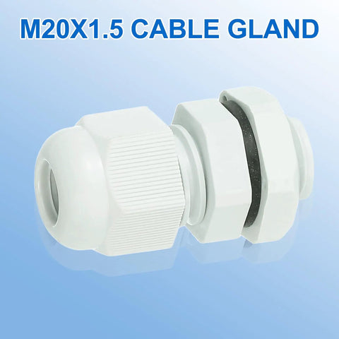 8 Pcs M20 Cable Glands Waterproof Nylon Joint Set For 6 To 12mm Wire Holes, Cable Fixing, Wiring, Repair, Gland Replacement, Electrical Enclosures, Durable Weatherproof Design, Compatible With Appliances, White M20x1.5 nylon cable gland