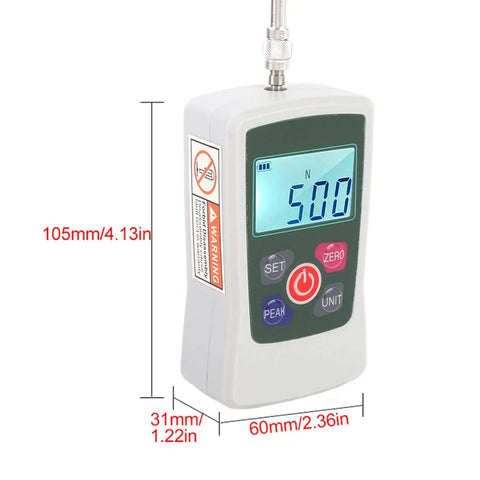 50N Digital Force Meter With Backlit Screen For Quick Push And Pull Tests Auto Shutdown Buzzer Alert Four Units Conversion Portable Handheld Gauge For Lab And Workshop Quality Checks Dope Accurate Readouts, 105mm x 60mm x 31mm