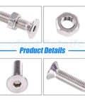 510 Piece Metric Stainless Steel Flat Head Countersunk Socket Cap Bolts And Nuts Set M3 M4 M5 With Allen Hex Drive 304 Stainless Hardware Kit