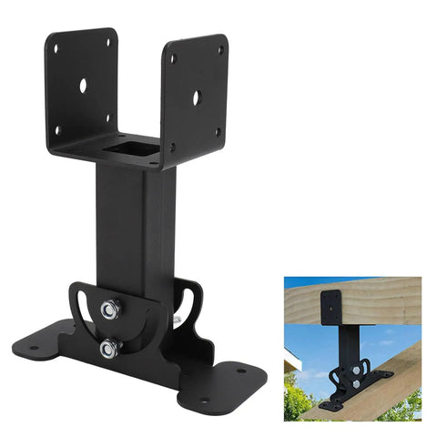 Heavy Duty Adjustable Saddle Bracket Kit For Pergola Roofs And Gazebos, 304 Stainless Steel with screws, installed view