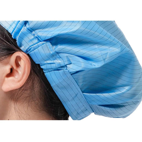 No Sweat Antistatic Work Caps Featuring Ventilated Mesh Window durable dust proof headgear side view of blue cap