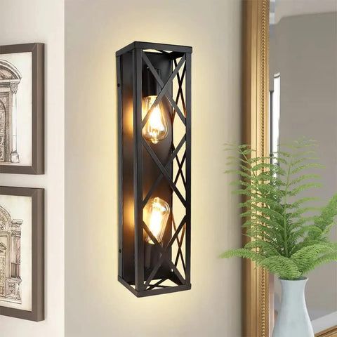 2-Light Industrial Vanity Lighting Fixtures Vintage Brown Metal Farmhouse Wall Sconces For Bathroom with E26 Base