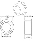 Oil Impregnated Flanged Bronze Bushings 0.375 In ID, 0.625 In OD, 0.750 In Flange, 0.25 In Width, 0.313 In OAL, Six Pack For Heavy Duty Axles, Bearings And Vibration Reduction In Machinery, dimension drawing