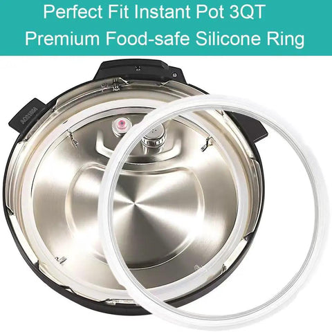 2-Pack Replacement Sealing Ring For 3 Quart Pot Mini shown with open Instant Pot 3Qt, BPA-Free Food-Grade Gasket.