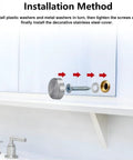 Installation method for Top Shelf Stainless Steel Screw Cover Caps 16Mm Mirror Nails, showcasing components and assembly steps.