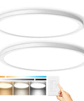 Ultra Slim 12 Inch LED Ceiling Light Panel Flush Mount Dimmable 3000K 4500K 6000K CCT Low Profile 24W Flat Surface Mount Fixture