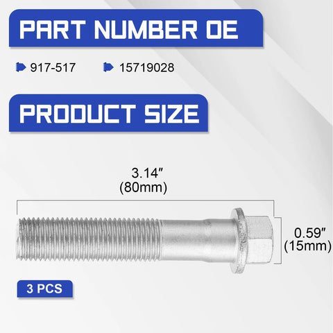 Front Wheel Hub Bearing And Mounting Bolt Kit For GM Rides And SUVs Including Silverado 1500 2500 3500 Astro Avalanche Suburban Express Tahoe Escalade Yukon Sierra 15719028 showing 3.14-inch bolt