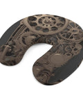 Steampunk Gear Travel Pillow U Shaped Neck Pillow for office and flight comfort with no slip fit and ergonomic design