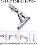 Beefy 14 Inch Folding Shelf Brackets Stainless Steel Collapsible for benches showing one-piece design button