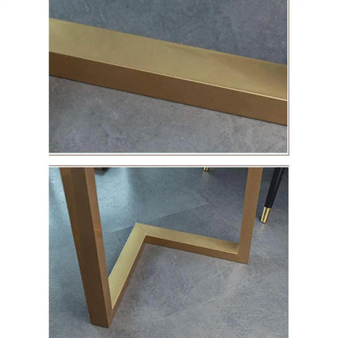 Close-up of Built Like A Tank 2 Pack Kitchen Table Legs With Self Leveling Feet, showcasing sturdy gold steel construction and design.