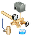 Well Water Pressure Tank Tee Kit With 40-60 Psi Switch, 100 Psi Gauge, brass components, relief and drain valves, 1 Inch NPT Ends