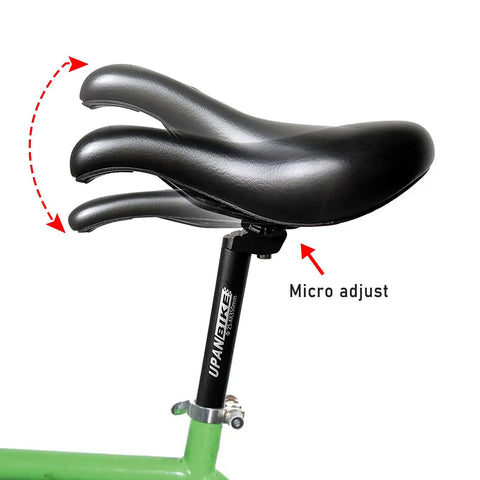 Extra Long 45cm Bike Seatpost With Micro Adjust Clamp For 27.2mm Frame showing adjustable saddle tilt and clamp.