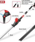 Cordless Pole Hedge Trimmer Attachment With 23 Inch Blade, 8 Foot Reach, Multi Angle Head, Extension Pole, Dual Battery System