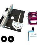 Tough As Nails Aluminum Router Table Insert Plate With Smooth Slide Fence And Snap Lock Brackets For Dead On Accurate Woodworking Trimming And Engraving Tasks Black with adjustable fence and hardware.