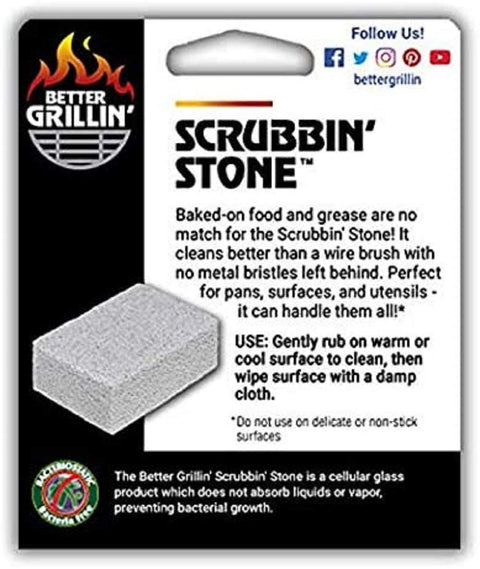 Product packaging of Grillin Stone Grill Cleaning Brick Block for BBQ Griddle and Racks Easy Scrubbin Stone Cleaner for Barbecue Grill.