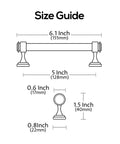 Size guide for 10 Pack Polished Chrome Cabinet Pulls 5 Inch Hole Centers 128mm Straight Bar Cabinet Handles kitchen hardware AL3082CP.