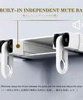 Premium Aluminum Sliding Barn Door Track With Silent Ceiling Mount Hardware White Finish showcasing built-in mute bar for quiet operation.