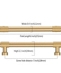 Diagram of 10 Pack 5 Inch Champagne Bronze Knurled Cabinet Pulls For Cupboards And Drawers 128mm Kitchen Cabinet Hardware Durable Zinc Alloy Handles