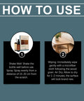 Instructions for using the Easy Wood Repair Kit For Furniture Scratches And Nicks Odorless Plant Based Formula shown on packaging.