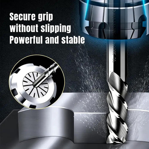 Close-up of ER8-4 Spring Pro-Grade Collet Set 0.08mm Precision CNC Lathe Milling Chuck with secure grip feature