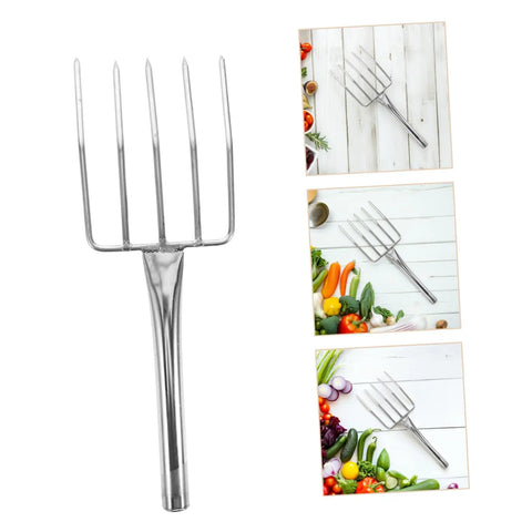 All In One Multifunction Garden Hand Tool Potting Soil Scoop Bean Sprout Fork Heavy Duty Digging Fork on wooden background