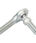 Heavy Duty Steel Heim Joint Rod End With 1/2-20 Left Hand Male Threads And Teflon Lined Bearings angled view with threaded ends