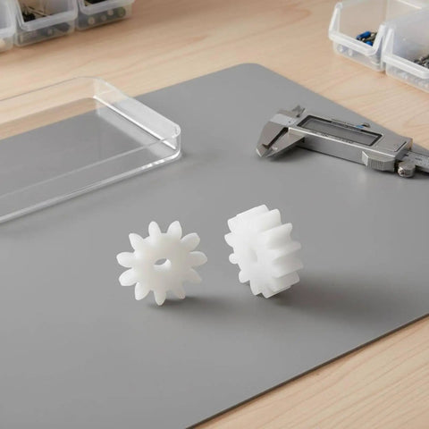Kids DIY Gear Kit For Hands On Precision Engineering Small Gear Drive Wheel Cog With 2mm Bore 10 Teeth Regular Size Ideal STEM Projects Educational Toys And Tiny Mechanical Prototypes, white plastic gears with caliper