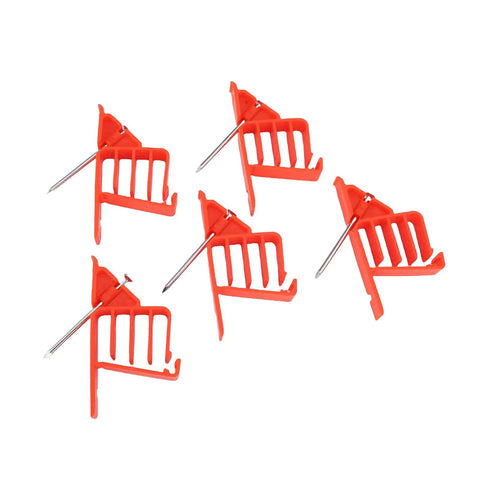 Heavy Duty Plastic Cable Stackers With Nails, 25 Pack Wire Fasteners for organizing cords, red plastic stackers with stainless steel nails.