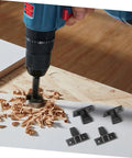 Drilling into wood with 10 Pack Concealed Push On Corner Connectors For Wooden Furniture And Cabinets Quick Snap Install Right Angle Joint Brackets With Screws Rock Solid Diy Hardware shown.