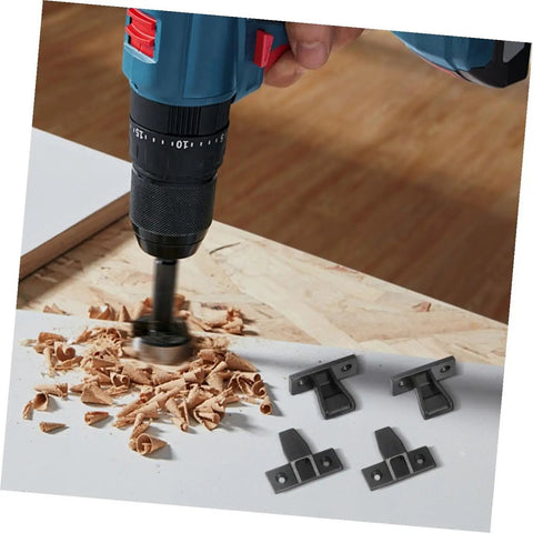 Drilling into wood with 10 Pack Concealed Push On Corner Connectors For Wooden Furniture And Cabinets Quick Snap Install Right Angle Joint Brackets With Screws Rock Solid Diy Hardware shown.