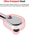 Ultra-compact head of Half Inch Drive 24 Inch Ratchet With 90 Tooth Gear For Ultra Compact Head And Smooth 4 Degree Swing
