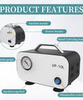 Compact Lil Portable Diaphragm Vacuum Pump 10L Min Oil Free for Lab Filtration Oilless Mini Pump 110V Power with rubber tube