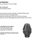 Premium Three Piece Quick Swap Keyless Chuck For Rotary Tools Snaps On Clean Fits Dremel Handles One Thirty Second To One Eighth Inch Bits Daily Grind Ready Gear with detailed view of chuck features.