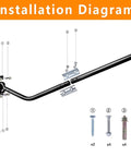 Installation diagram of Adjustable 32.8 Inch Universal TV Antenna Mount Mast Pole For Outdoor Or Attic Roof Wall Install Weatherproof Steel J Mount.