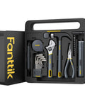 Top Shelf All In One Electric Screwdriver Rig With Claw Hammer Combo Wrench Long Nose Pliers Flexible Tape Measure Utility Knife Plus Assorted Bits And Hex Keys For Serious Weekend Warrior Builders in organized case.