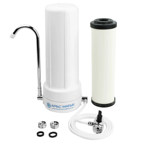 4-In-1 Ceramic Countertop Water Filter System For Clean And Safe Drinking Water With Multi-Stage Filtration That Removes Bacteria Chlorine Lead And More Including 99.99 Percent E Coli Crypto Cyst Removal No Installation Needed Just Plug And Drink shown with components