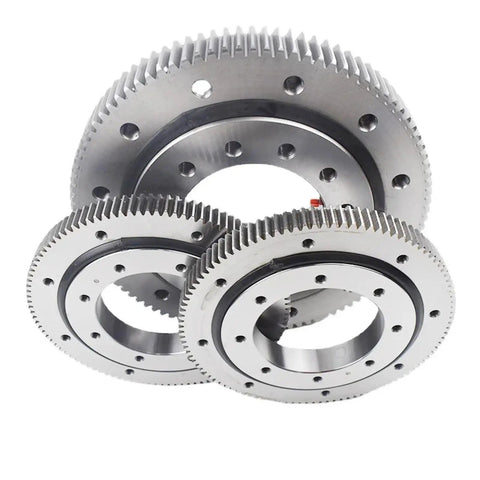 Heavy Duty External Gear Turntable Bearing Rock Solid Slewing Ring Assembly Precision Gearing with three sizes for industrial use.