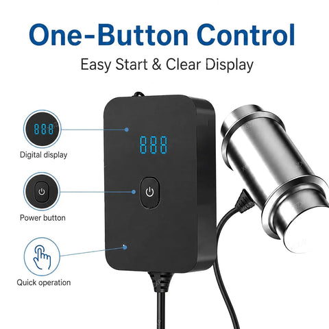 Portable Handheld Ultrasonic Cleaner control panel with digital display and power button for easy operation.
