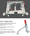 J Hook Toggle Clamp Galvanized Beefy Heavy Duty Draw Latch with red grip for sawing machines and shelves, lateral mounting