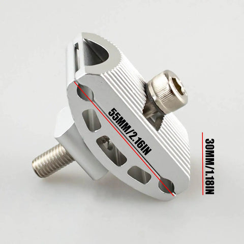 Lightweight Aluminum Alloy Seatpost Clamp For Mountain Bikes Keeps Your Seat Rock Solid On The Tube Easy Tighten Replacement Part For Reliable Rides Anti Loosen Screw Design Rust Resistant Build in side view showing measurements.