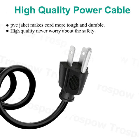Heavy Duty 3 Pin AC Power Cord Replacement For Gemini Junior Cutting Embossing Machine 8.2 Foot Flexible Extension Cable plug and two prong end.