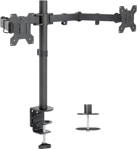 Dual screen desk mount for Thunderbolt 4 Workstation Dock With 230W Charging, sturdy black adjustable design.