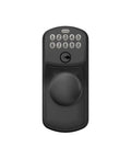 Front view of Plymouth Keypad Lock With Lever Handle For Easy Keyless Entry In Matte Black Auto Lock Enabled Built For Front Doors.