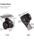 Set Of 4 Dead Silent Caster Wheels With Auto Locking Stem And 360 Swivel Top Plate For Furniture Tables And Toolboxes No Sweat Install Supports 440 Lbs And Rolls Like Butter Across Any Floor product sizes image with measurements