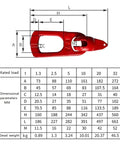 Diagram of Precast Concrete Lifting Clutch With Steel Lifting Ring And Multi Specification Ring Panel Device Red Finish showing dimensions