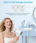 220V To 110V Voltage Converter 2000W Universal Travel Adapter And Step Down Transformer with woman using hair dryer