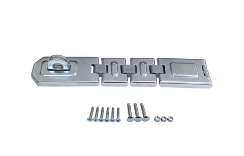 Extra Heavy Duty Concealed Safety Hasp With Flexible Link And Hardened Staple, Six And One Quarter Inch Single Flexible Hasp, Zinc Plated