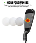 Men's 9-Piece Golf Iron Set With Steel Shafts For Right-Handed Players, showcasing hollow-body iron with deep CNC grooves and golf ball.