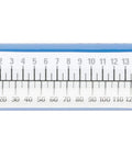 Close-up of torque scale showing 2-14 Nm and 18-124 in-lb range on a Ratcheting Torque Wrench With A 2 To 14 Nm Range And 18 To 124 Inch Pounds Readout Three Eighth Inch Drive Left And Right Threading Dial Preset And Calibrate Feature For Quick Precise Bike And Auto Repairs Beast.