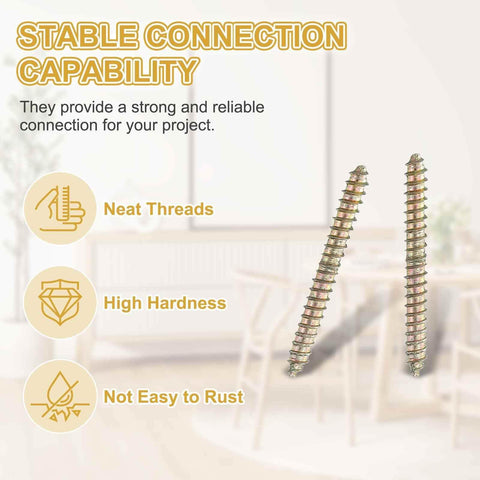 20 Pcs Double Ended Screws Set M4 X 40mm Carbon Steel Hanger Bolts Self Tapping Wood Dowels For Wood Joints And Furniture Repairs Zinc Finish On Display